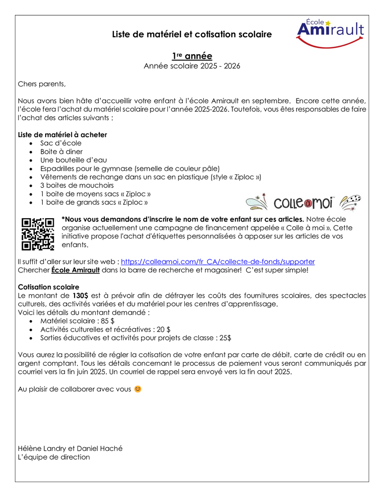 Liste matériel et cotisation 2025-2026 (M-1-2)