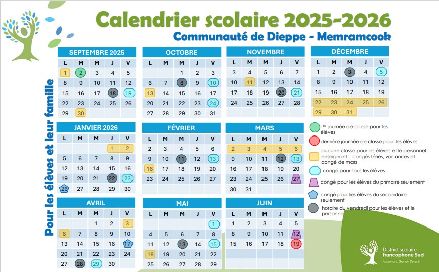 Calendrier scolaire 2025 2026
