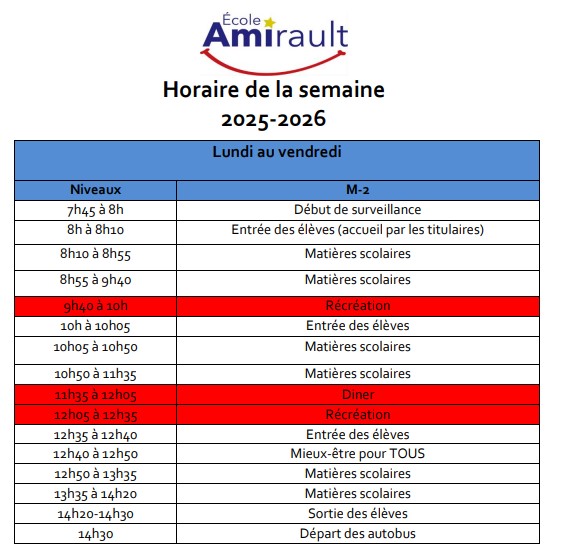 Horaire 1 2025 2026